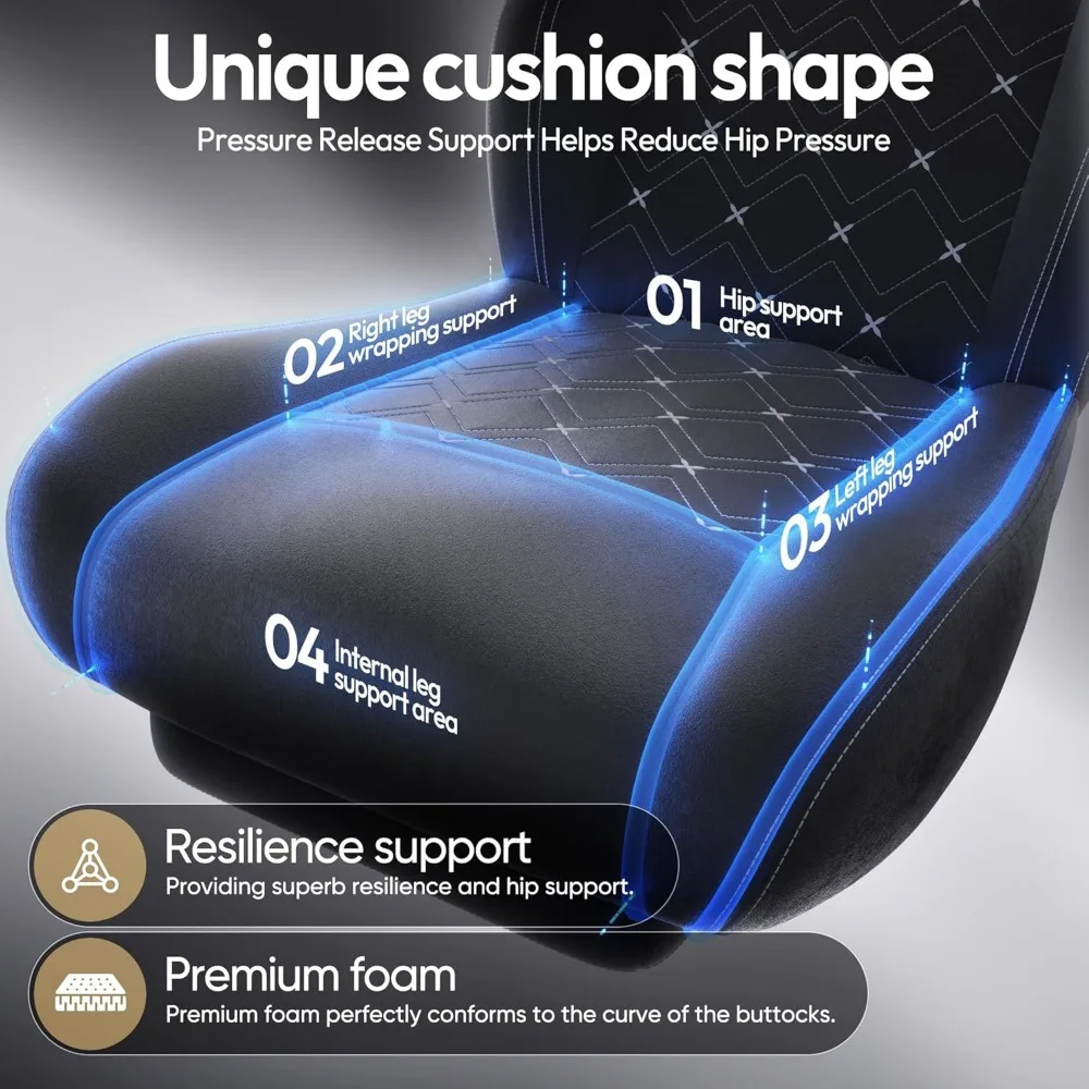 كرسي ألعاب Dowinx مع دعم قطني للتدليك الساخن، كراسي ألعاب قماشية كبيرة وطويلة للبالغين مع مسند للقدمين، كوم مريح