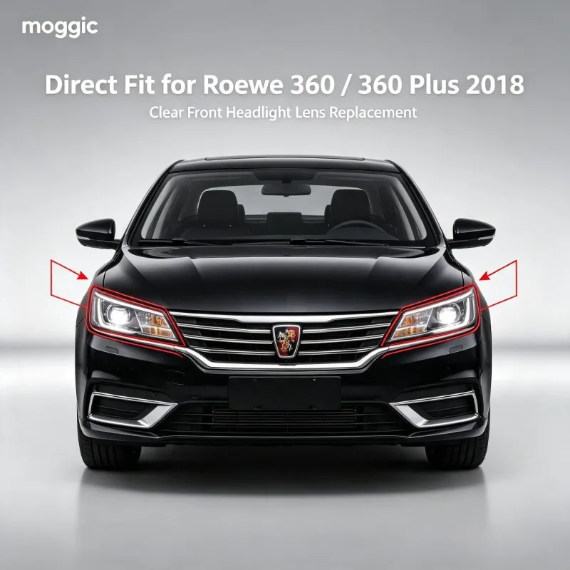 Moggic Dual UV Coated Anti-Yellow Waterproof Headlamp Lens Fit 360 Plus 2018 Sedan Lamp Cover