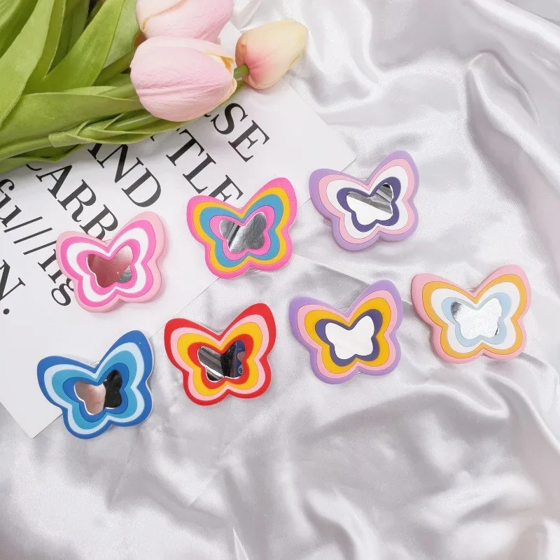 

Butterfly Makeup Mirror Mobile Phone Holder Stand INS Phone Finger Holder Fold Grip Air Sac Ring Mobile Stand Tok Support