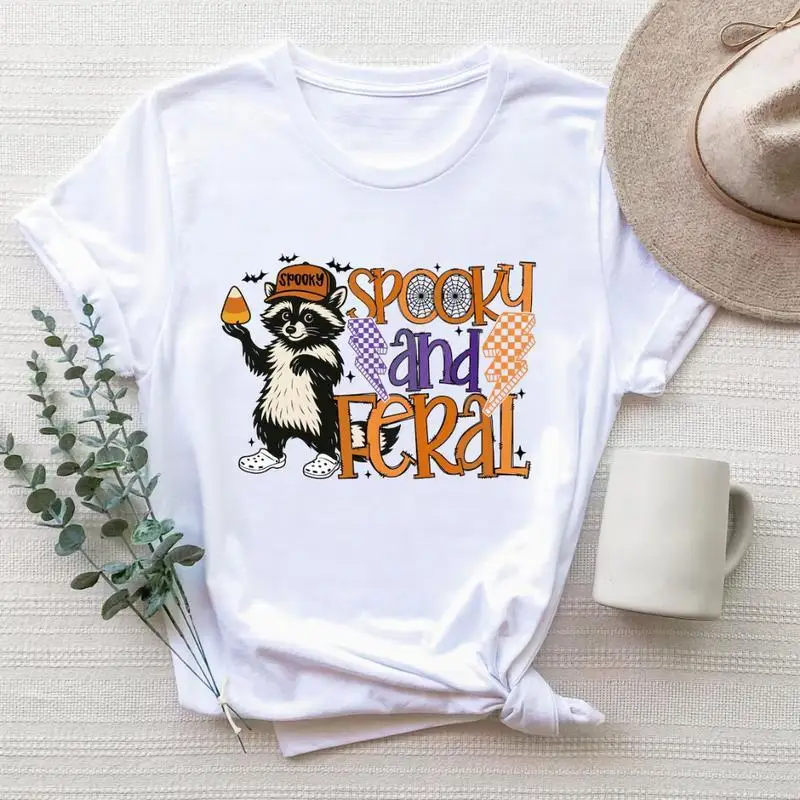 

Spooky And Feral Raccoon, Creepy, Cute Raccoon Shirt, Halloween Gift, Funny Chaotic T-Shirt For Unisex Graphic Tees Print Top