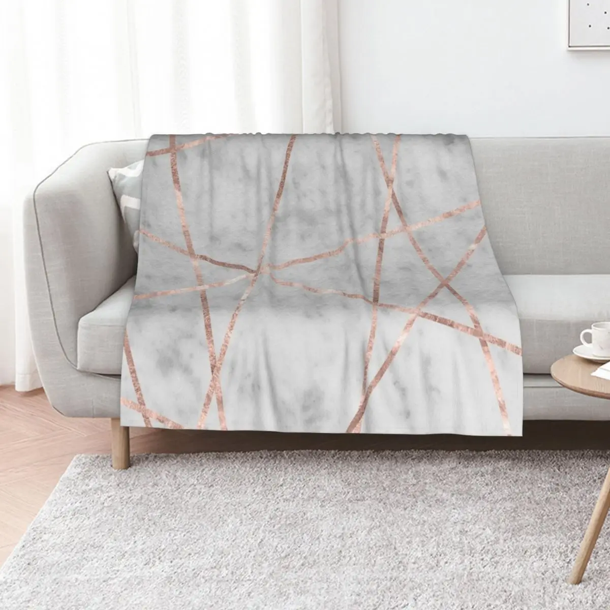White Marble Rose Gold Geo Glam #2 #geo #decor #art Throw Blanket anime Designers Furry For Baby Luxury Thicken Blankets