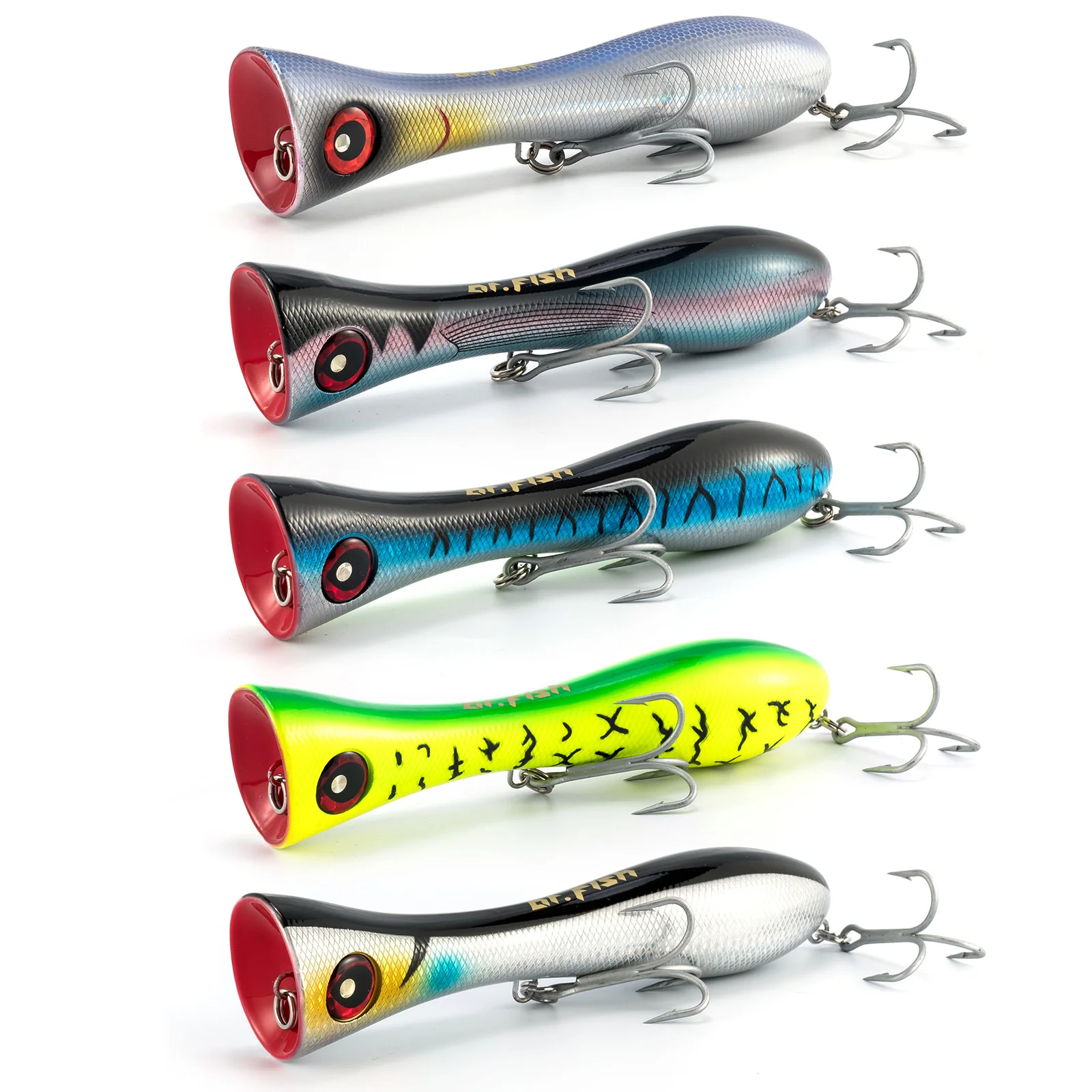 5pcs Topwater Popper 130g 205cm Big Game Fishing Lure,Wobbler,GT Hard Baits,for Surf Fishing Long Casting Striper Tuna Shark