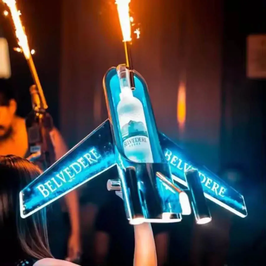 

Airplane Shape Bottle Glorifier Club Sign Service Plastic Nightclub LED Bottle Presenter For Night Club Decor