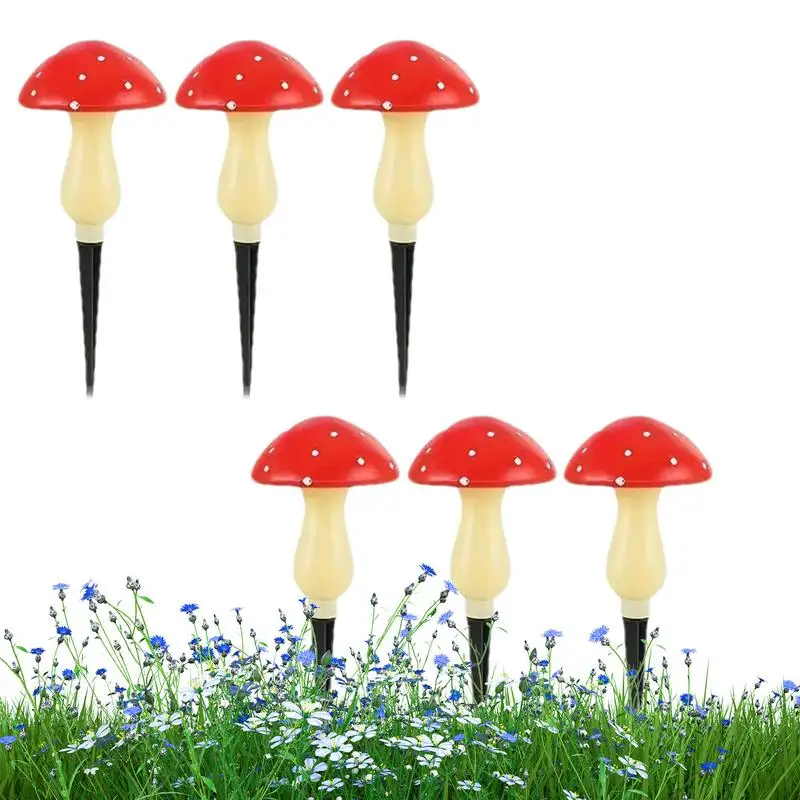 

Red Solar Mushroom Lamp 6pcs Outdoor Led String Stake Lamp Waterproof Solar Garden Lights Outdoor Landscape Lighting Mushroom