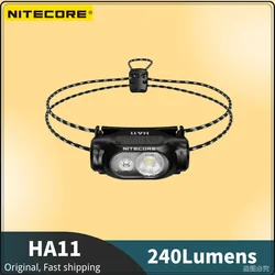 NITECORE-faro delantero HA11 Ultar ligero, salida máxima de 240 lúmenes, con batería