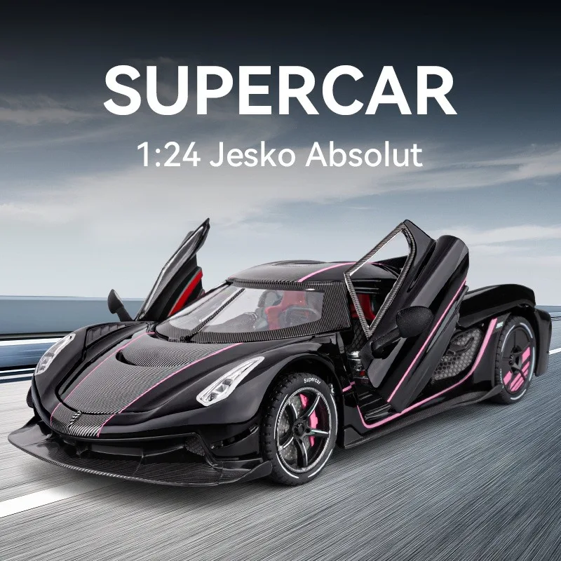 

1:24 Jesko Super Sports Car Alloy Car Model Ornaments for Children Boys Toys Pullback Light Simulation Model Diecast Toy Vehicle