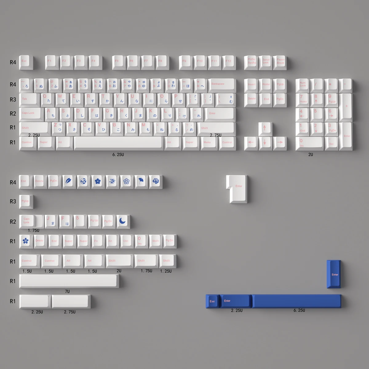 メカニカルキーボード用 白色PBTキーキャップ 135キー
