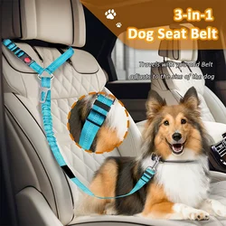 Removable Dog Seat Belt Harness for Car, 3 in 1 Pet Dog Car Seatbelt Leash Retractable Restraint Secures to Vehicle Headrest