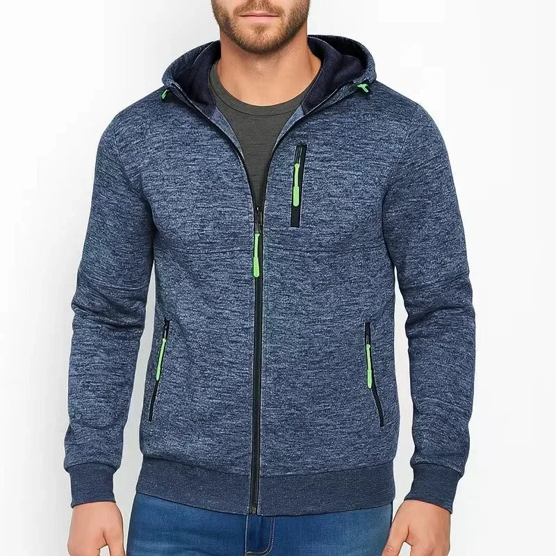 

Autumn Men's Zipper Sweatshirt Jacket Sports Fitness Casual Hooded Baseball Jackets Contrast Color Desigan Fashion Outwear