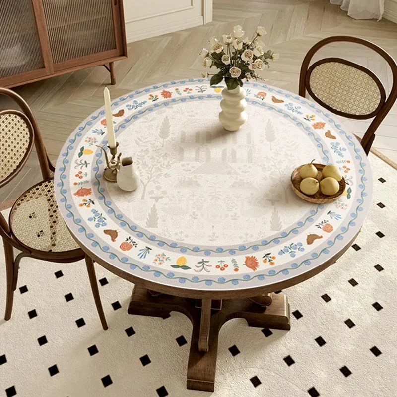 Round Tablecloth Pvc Waterproof Oil-proof Dining Table Mat Anti-scalding Pastoral Style Home Decoration Coffee Desk Mats 테이블 보