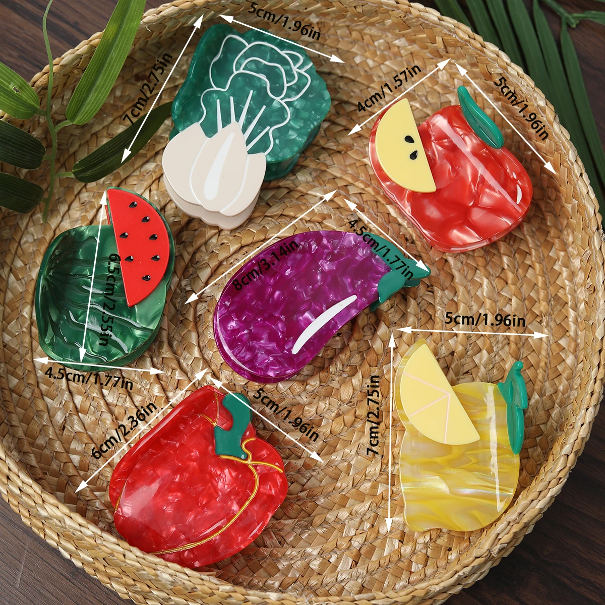 1 pieces personalized farm fruit vegetable birthday holiday gift girls hair claw clip Personalized women\'s hair clip