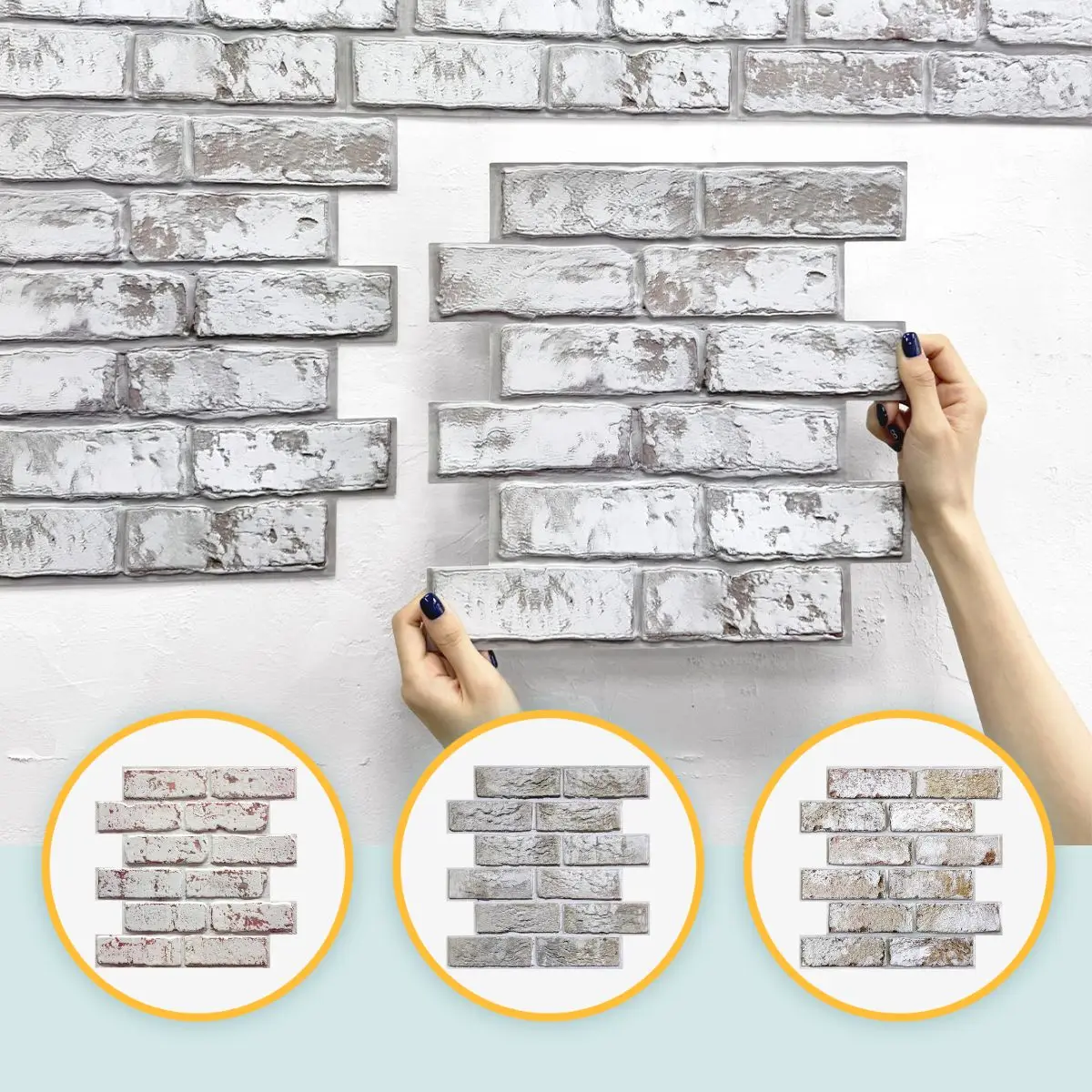 10Pcs 3D Decorative Peel and Stick Wall Panels, Samoprzylepne białe naklejki ścienne z cegły, matowe, 30 x 30 cm, Wystrój sypialni