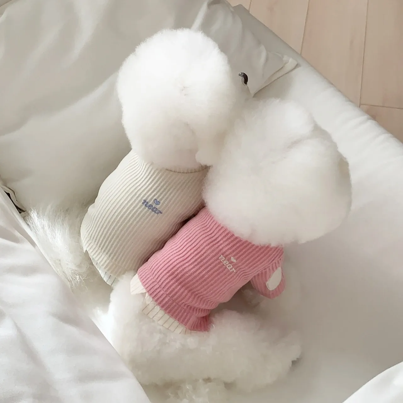 Spring Autumn Pet Knitwear, Embroidery Patchwork Fake Two-Piece Dog Clothes, Puppy Base Shirt for Poodle Pomeranian