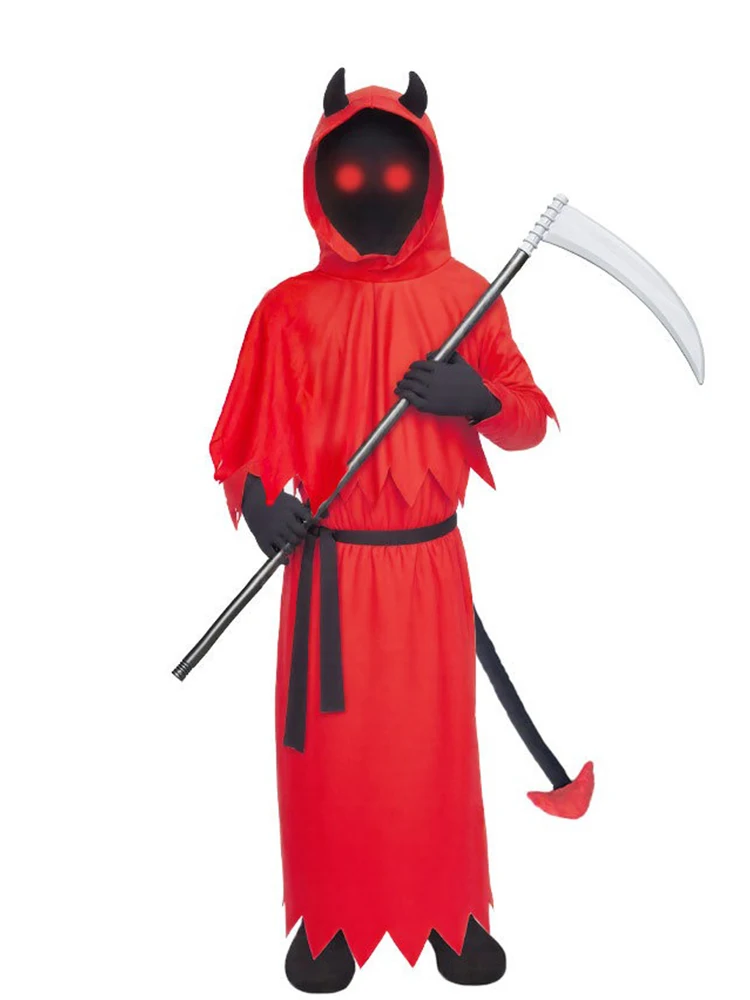 

Children Halloween Party Transformation Short Video Shooting Clothing Fiber Mixed Fabric Glowing Red Eyes Fiendish Horror