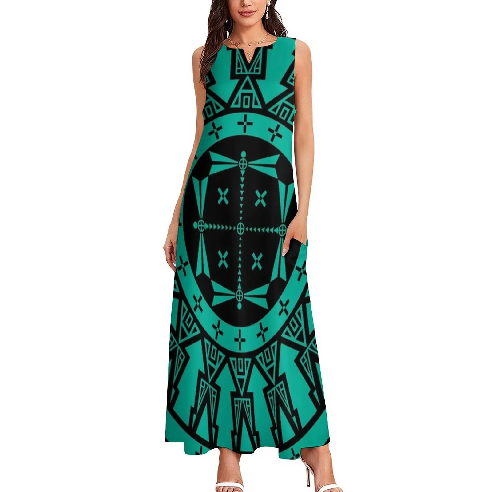 Dragonfly (Aqua) Long Dress Woman dresses Women's dresses Dress