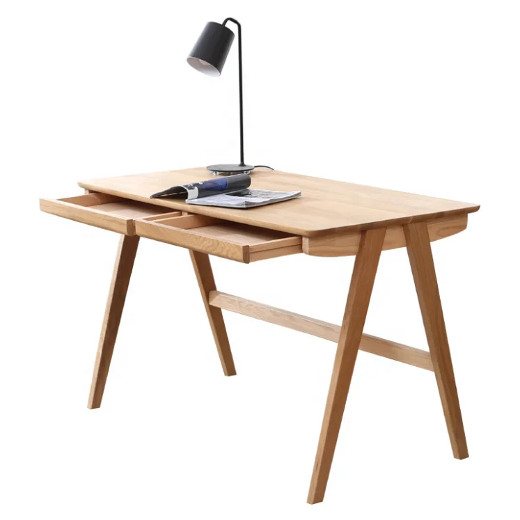

Scandinavian Modern Minimalist Solid Wood Desk With Drawer Oak Study Room Simple Computer Desk Double Drawer Study Desk