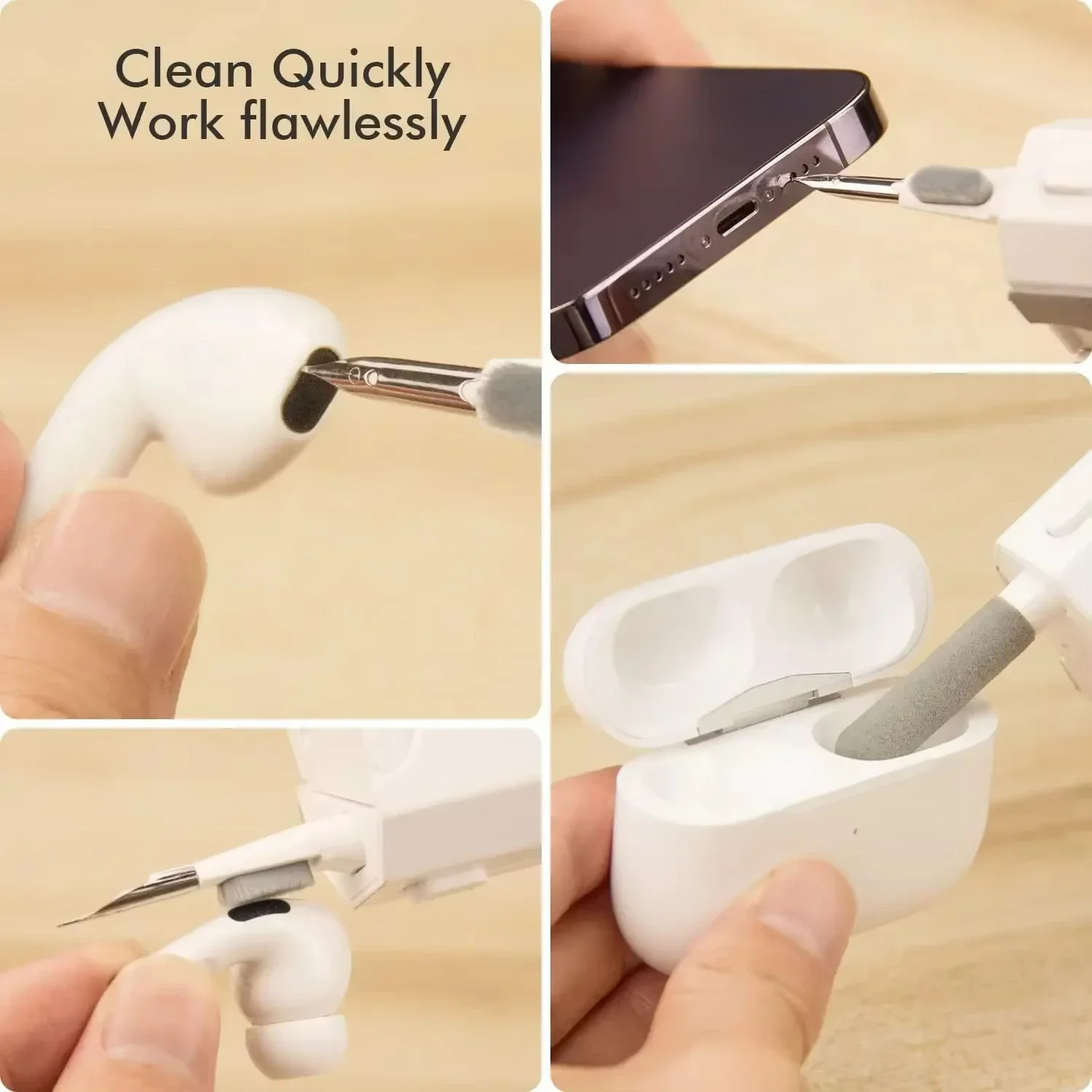 8 In1 Auricolare per fotocamera digitale Set di strumenti per la pulizia della tastiera del computer portatile del telefono cellulare Spazzola per la pulizia Penna pulita per fotocamera Airpods Pro