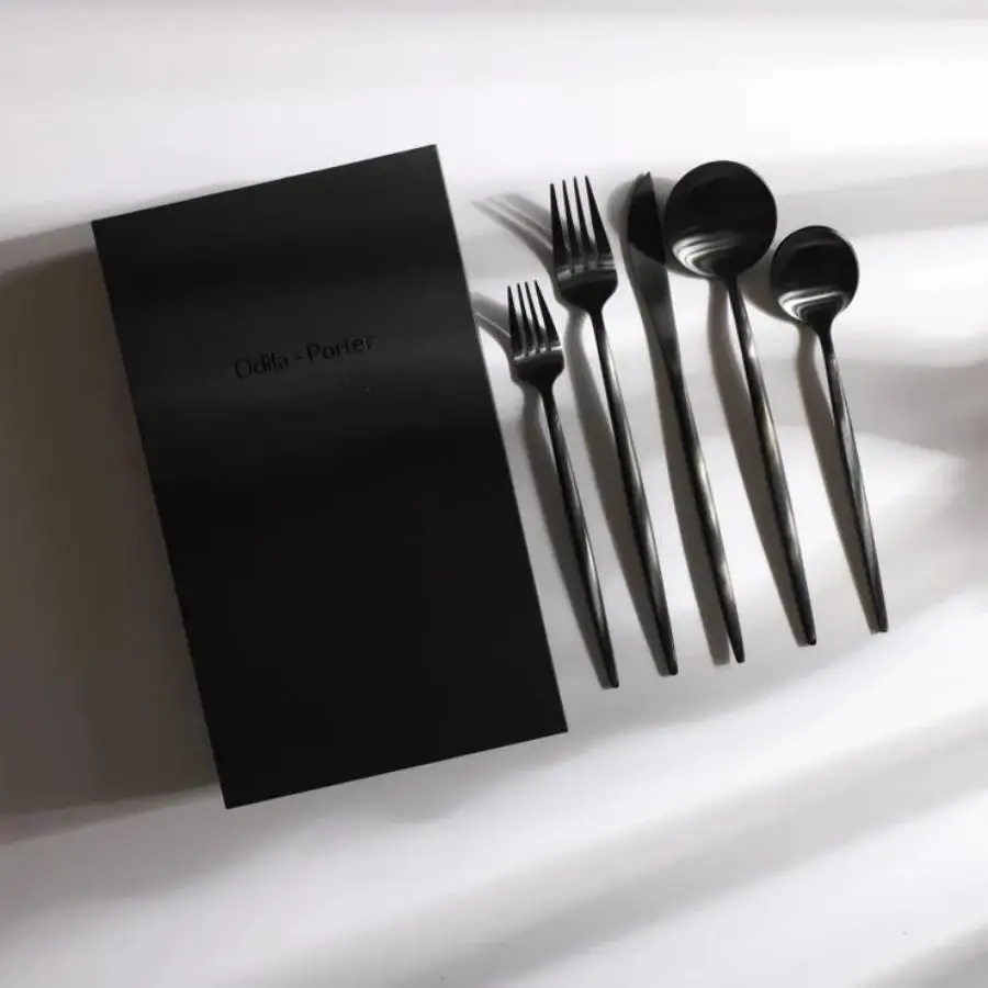 20-Piece Silverware Set for 4, Stainless Steel Flatware Set Matte Black, Modern Brushed Thick Cutlery Set with Spoons Forks and