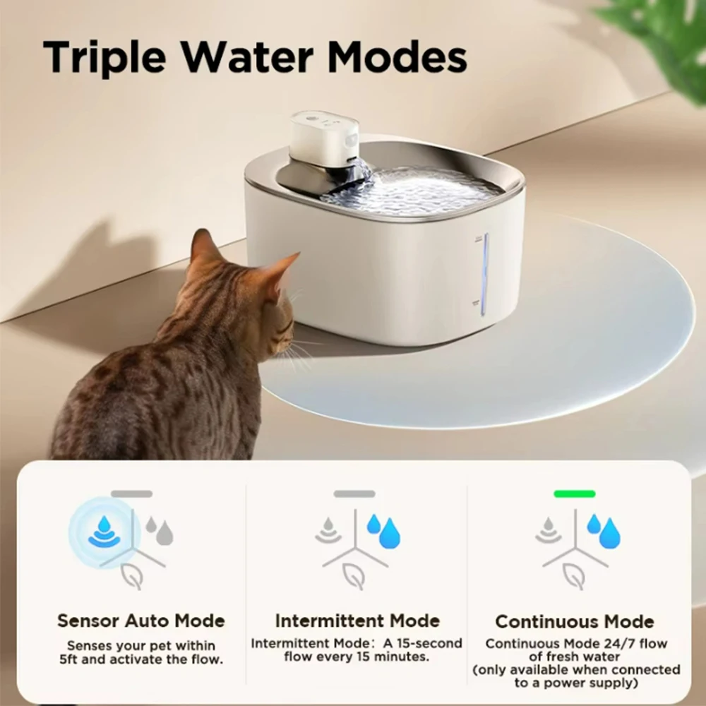 4L Wireless Cat Water Fountain 4000mAh Battery Operated,Ultra Quiet Pet Water Fountain with Motion Sensor for Cats Dogs Drinking