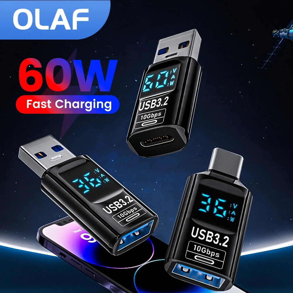 OLAF USB to Type C Adapter USB3.2 Data Transfer Charge Conversion Digital Display 10Gbps convertor For iphone15 Samsung