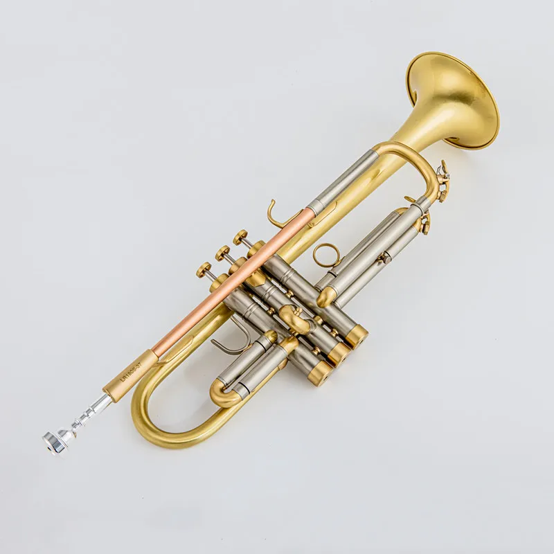 

LR180S37 Trumpet Bb Flat Brass Gold-painted Exquisite Durable Brass Musical Instrument with Trumpet Mouthpiece Gloves Strap Cas