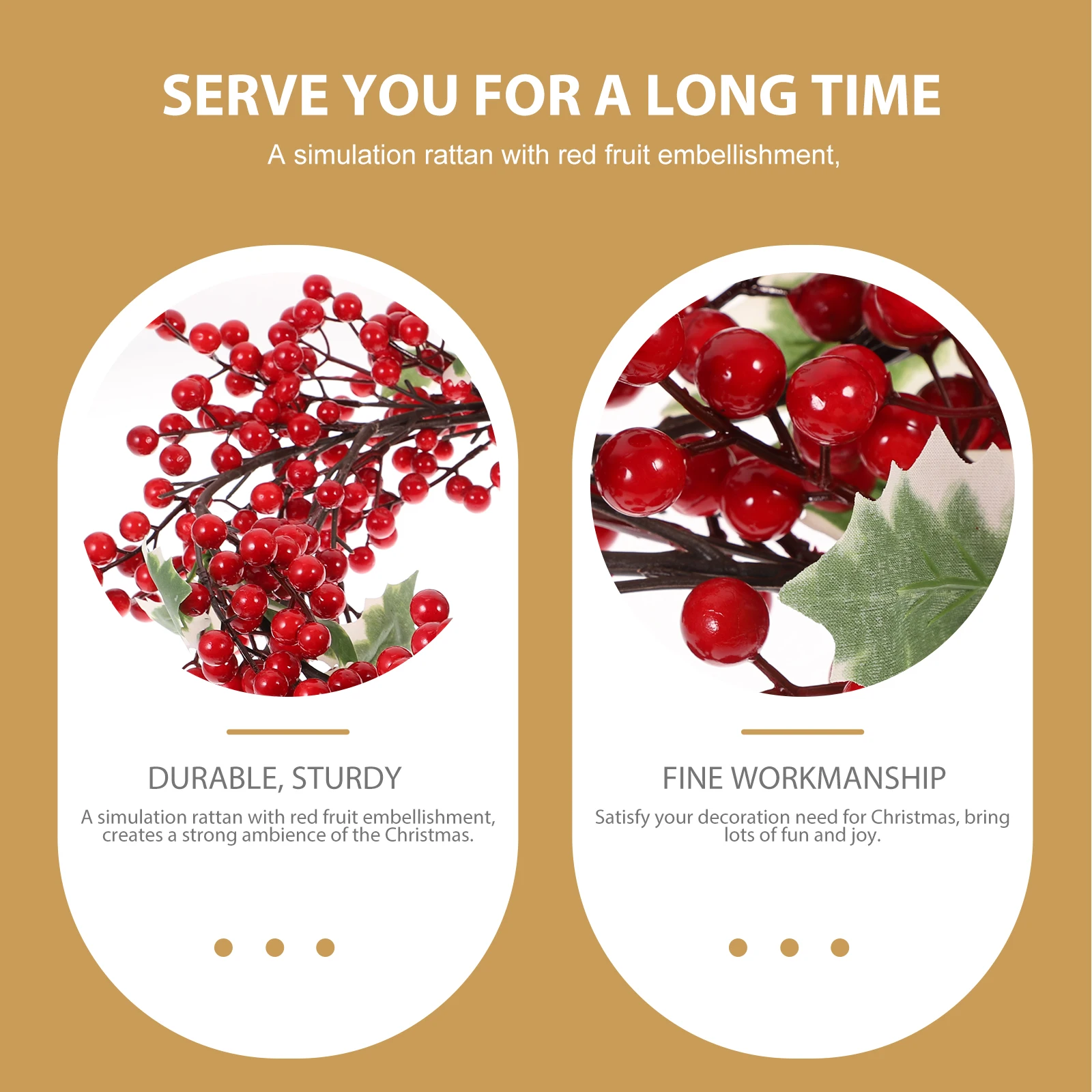 

1Pcs Xmas Simulation Rattan Pendant Red Fruit Hanging Decor Christmas Tree Mantel Stair Handrail Party Decoration