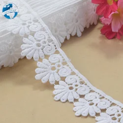 3.5cm White Wide Polyester Lace Embroidery Ribbon Fabric Guipure Diy Trims Warp Garment Sewing Accessories Doll Dress#4349