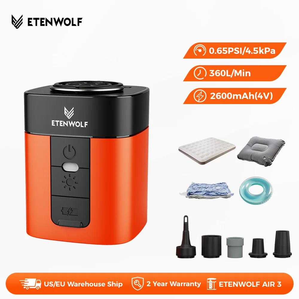 جديد ETENWOLF AIR 3 مضخة هواء كهربائية 2600mAh بطارية ضوء المحمولة التخييم مضخة للمراتب الهوائية منصات النوم بركة يطفو