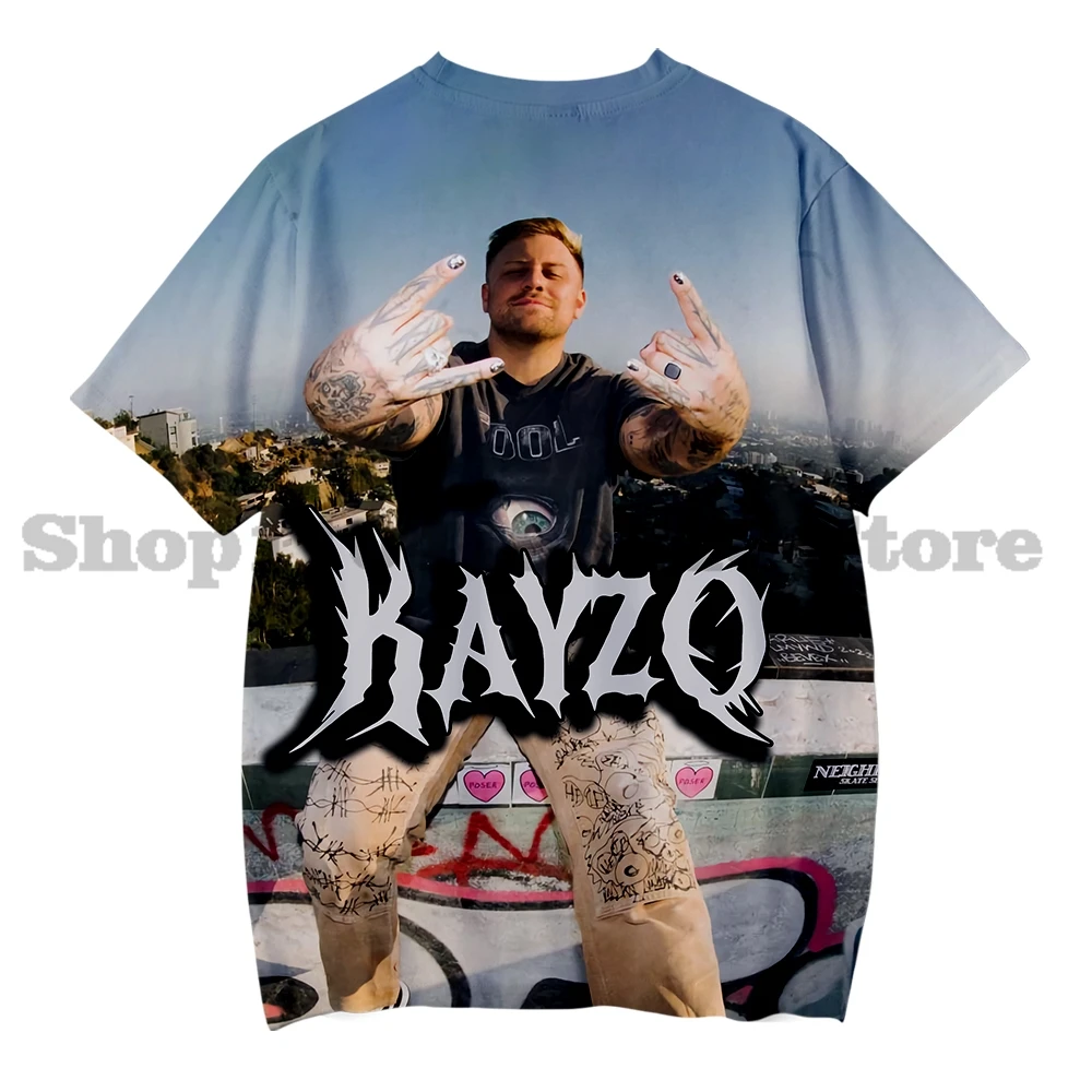 Kayzo Merch EDM تي شيرت Crewneck كم قصير ثلاثية الأبعاد طباعة الصيف الرجال/النساء Harajuku الشارع الشهير التي شيرت Style2