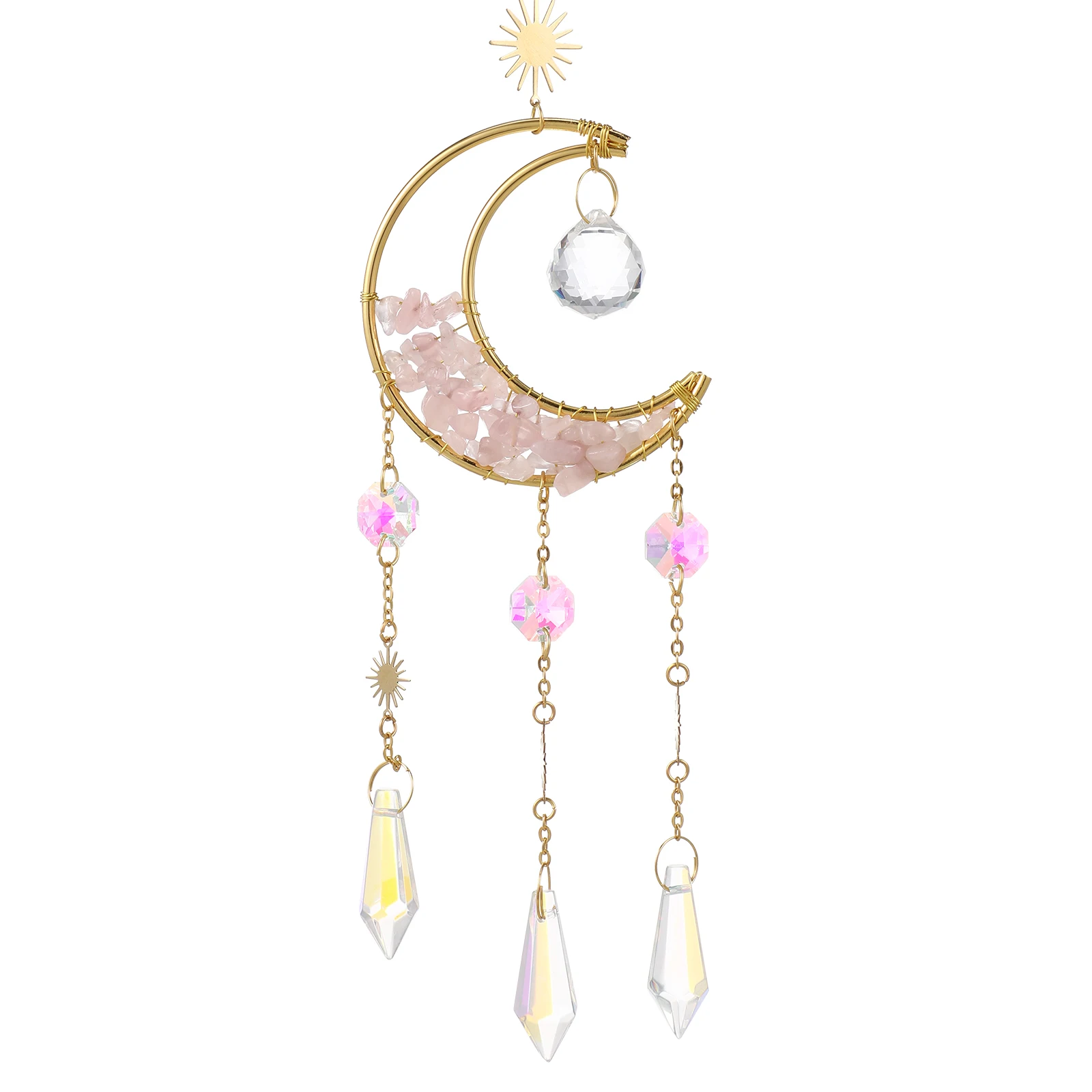 

Hanging Moon Suncatcher Glass Adornment for Home Bedroom Garden Window Delicate Sun Catcher Kit Moon Car Accessories