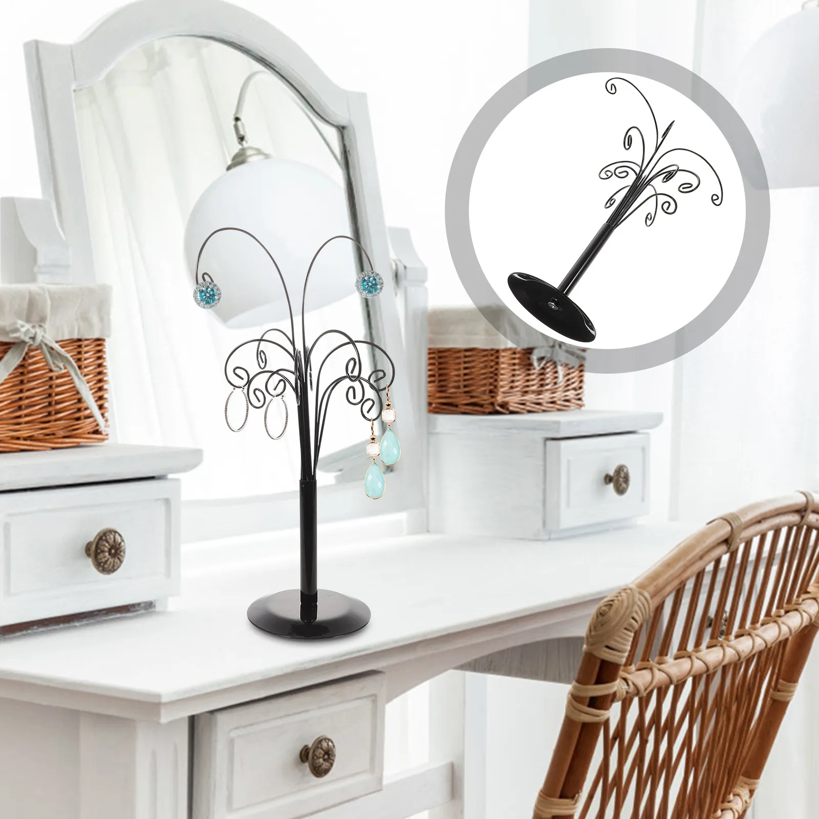 

Элегантная металлическая подставка-органайзер для ювелирных украшений: серег, ожерелий, колец. Настольная подставка для демонстрации бижутерии для бутиков и подарков.