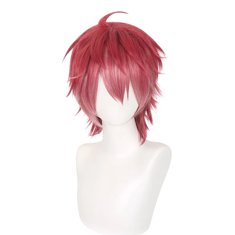 Devil Lover Reversal Yuzuru Akito COS-Perücke mit rotem und weißem Farbverlauf und flauschigem Oberteil