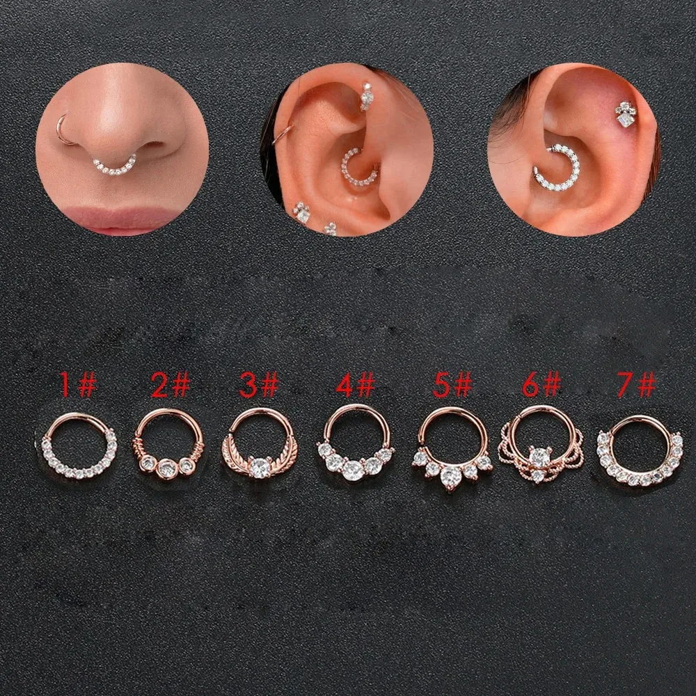 Anneaux de nez couleur or pour femmes, Punk gothique, Micro-ensemble, Zircon, Cartilage, Daith, boucles d'oreilles, Septum, anneau, corps, oreille, Piercing, bijoux