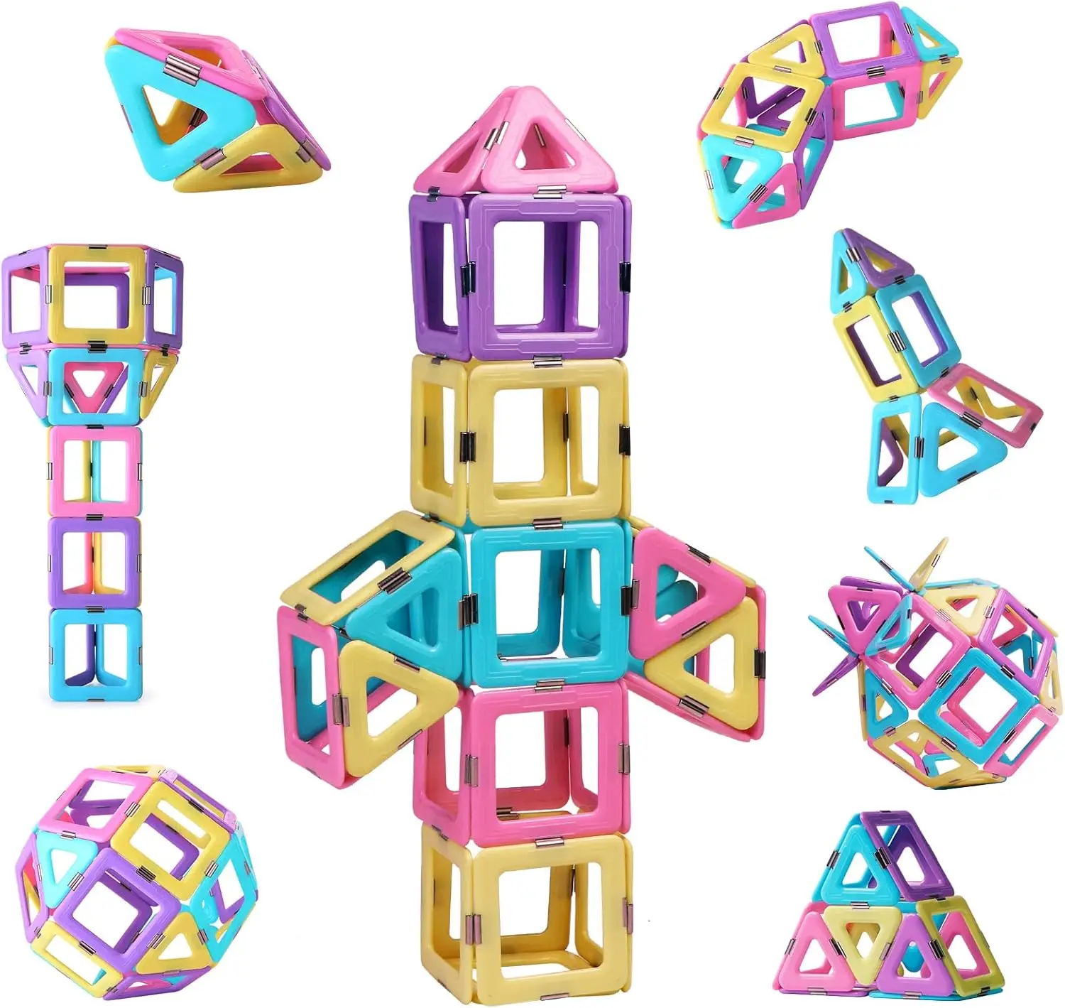 

40-Piece Candy-Colored Magnetic Tiles for 3-6 Years Old - STEM Learning, Creative Building Blocks, Perfect Toddler Gifts for Boy