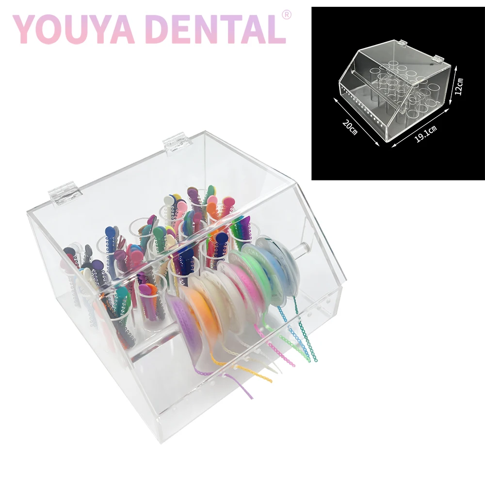 1 Pcs Dental Storage Box Acrylic Orthodontic Ligature Tie Dispenser Elastic Power Chain Placing Box with Lid Dentist Tools