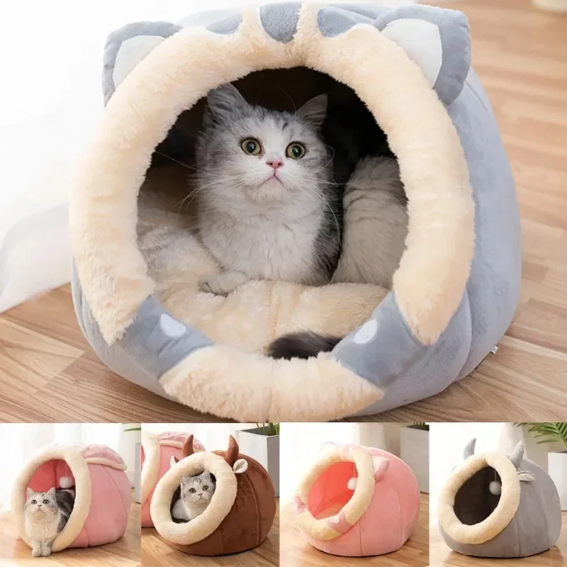 

Warming Cat Bed House Kennel Nest Round Pets Sleeping Cave Kitten Beds Pet Basket Cozy Kitten Lounger Cushion Cat House Tent Dog