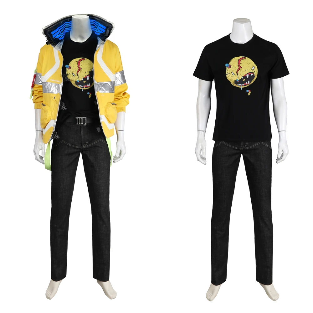 Game David Martinez Cosplay Costumes Yellow Luminous Coat Anime CYBERPUNK EDGERUNNERS Role Play Halloween Party Jackets For Man