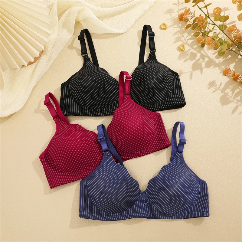 Women Push Up Bra Top Ladies Candy Strip Wireless Bralette Plus Size 7 Solid Color Girls Seamless Underwear Female Lingerie