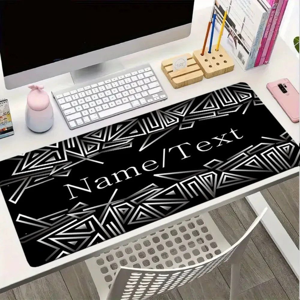 [2D Flat] 1pc Custom Personalized Silver Geometric Tribal Mouse Pad Custom Name Text Multi Sizes Gaming Mouse Pad