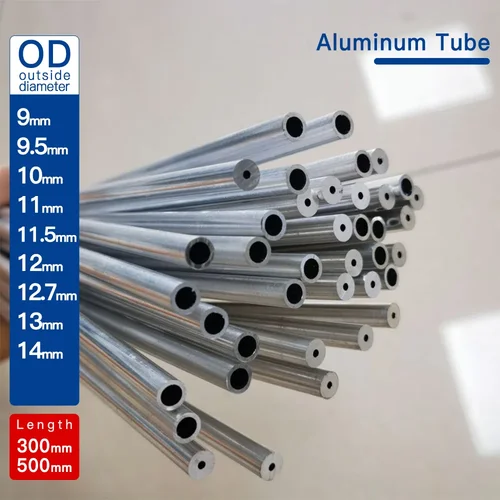 Tubo de aluminio OD9-14mm longitud 300mm 500mm tubo redondo de aleación de aluminio recto diámetro exterior pequeño 6063 espesor 0,2-6