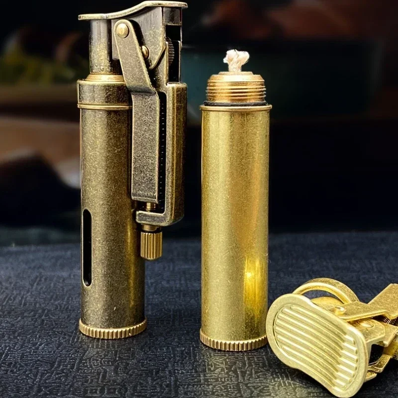 Retro Kerosene Lighter Old-fashioned Trench Mechanical Grinding Wheel Creative Transparent Oil Tank Yubang Visible Transom