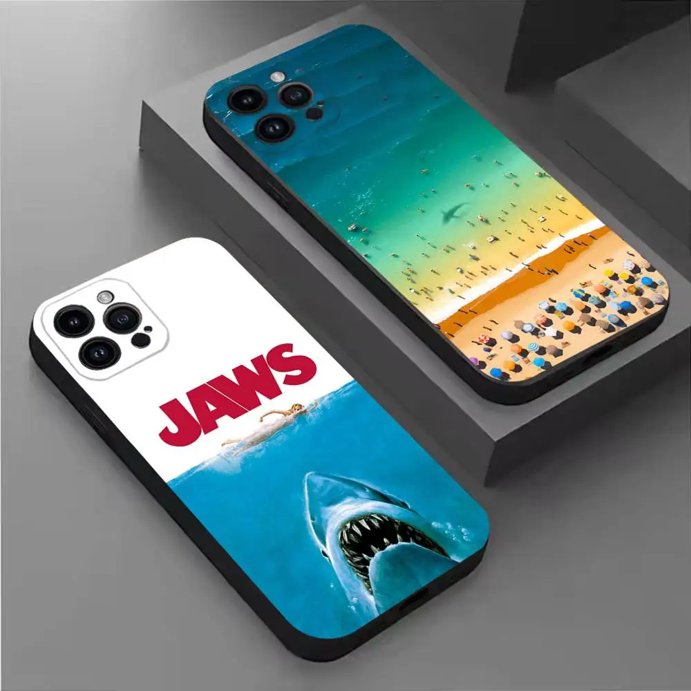 

Movie J-Jaws-es Phone Case For iPhone 17,16,15,14,13,12,11 Plus,Pro Max,XS,X,XR,SE,Mini,8,7,Soft Silicone Black Cover
