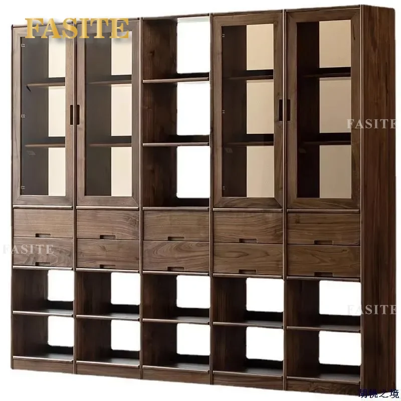 For North American Black Walnut Solid Wood Bookshelf Modern Simple Cherry Oak Multifunctional Study Storage Bookcase
