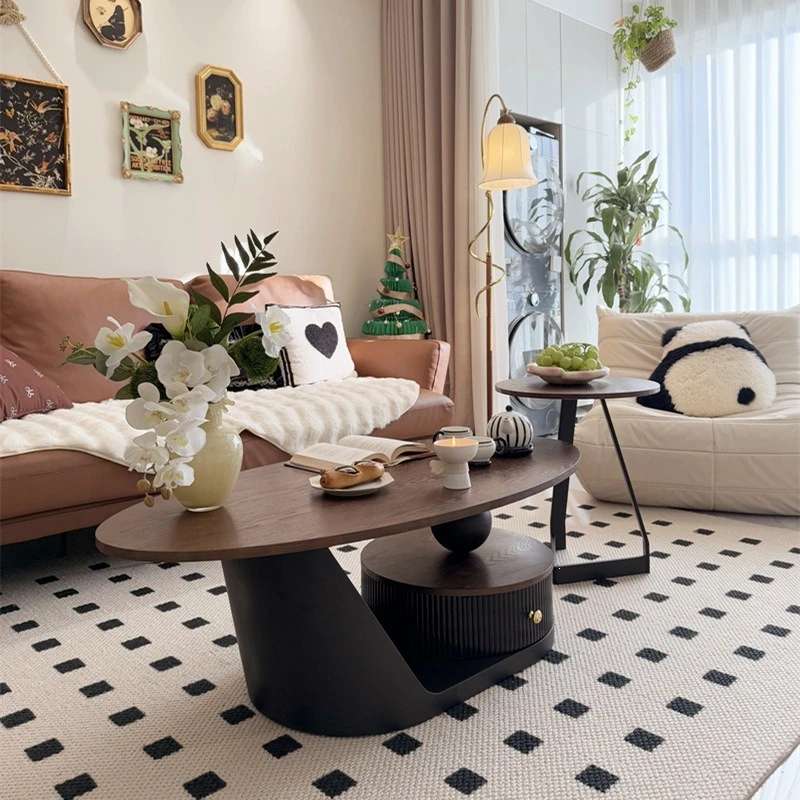 Medieval style solid wood coffee table wabi style modern simple home living room small apartment designer high-end tea table