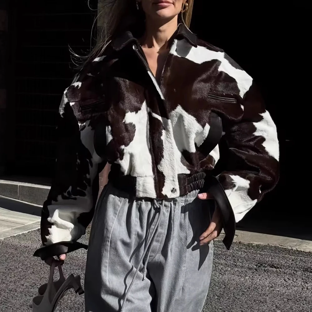 

Модная короткая куртка с животным принтом, женская повседневная одежда, топ в европейском стиле