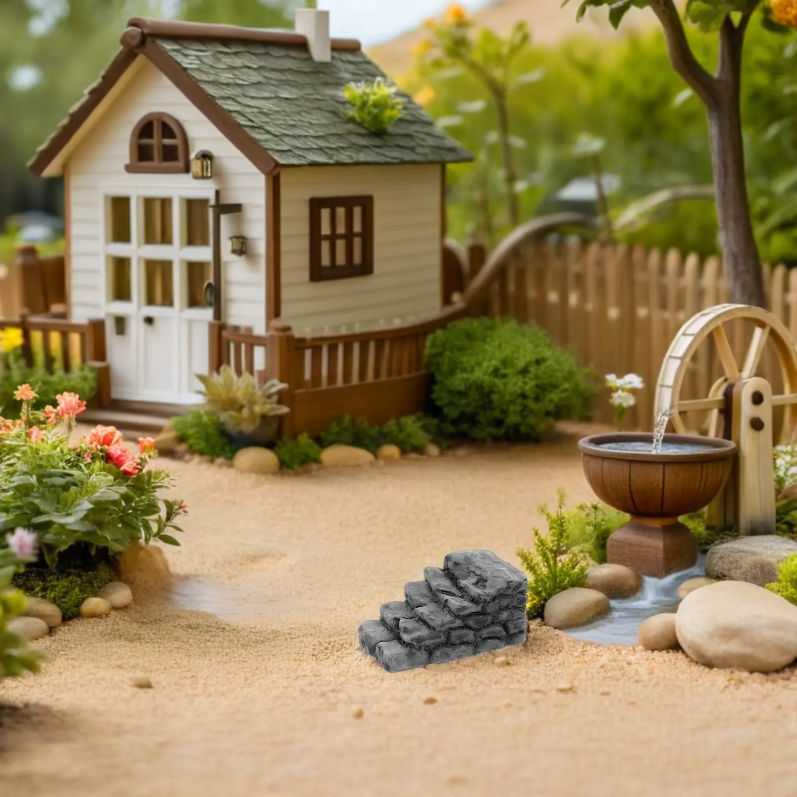20Pcs Resin Miniature Stairs Straight Curved Micro Step Decors for Dollhouse Garden Staircases Miniature Landscaping DIY Stair
