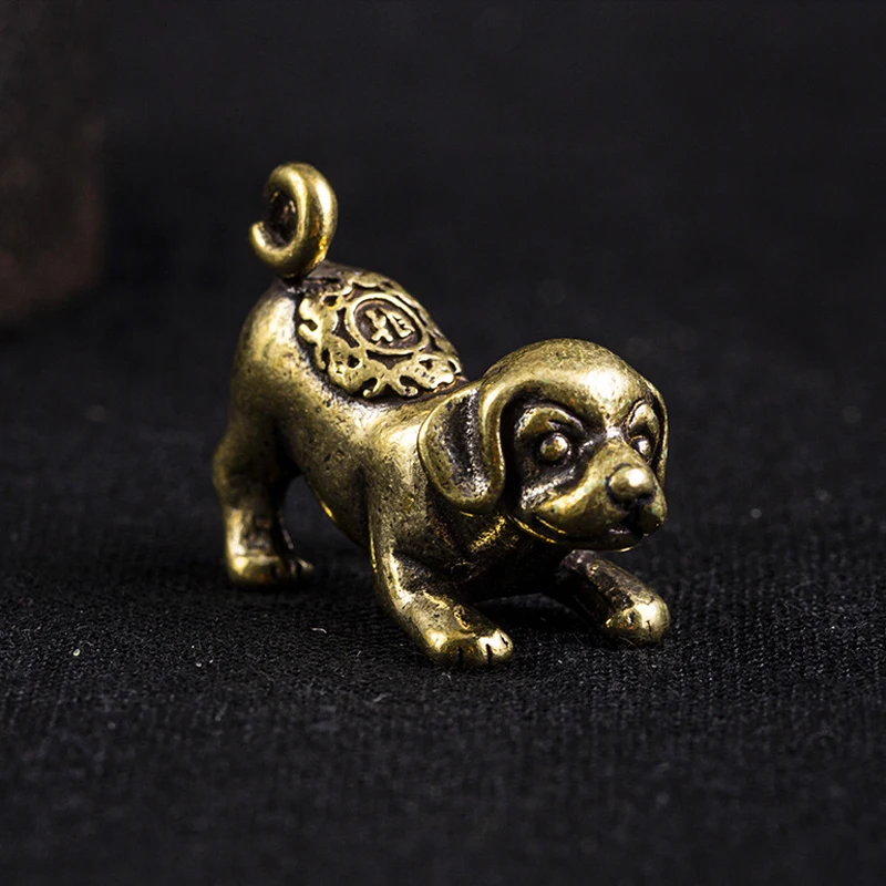 Solid Brass Dog Keychain Pendant Creative Jewelry Mini Copper Ornament Cuddly Poodle Greyhound Key Chain Accessories Small Toy