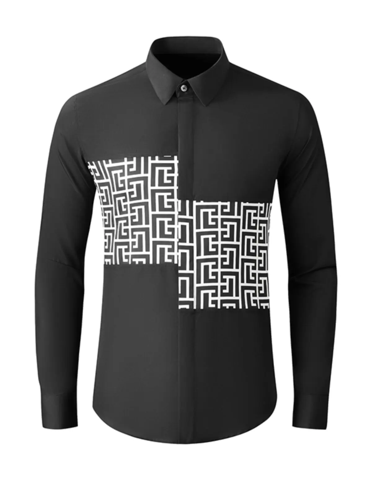 Simple and elegant, form-fitting men's casual luxury dress shirt.