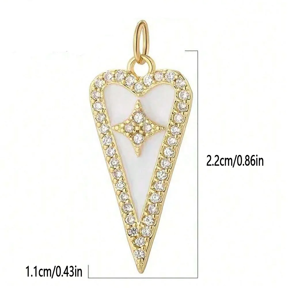 1PC Copper Zircon Plated heart shape Evil Eye DIY Jewelry Accessories, Necklace Bracelet Earrings Pendant view 6