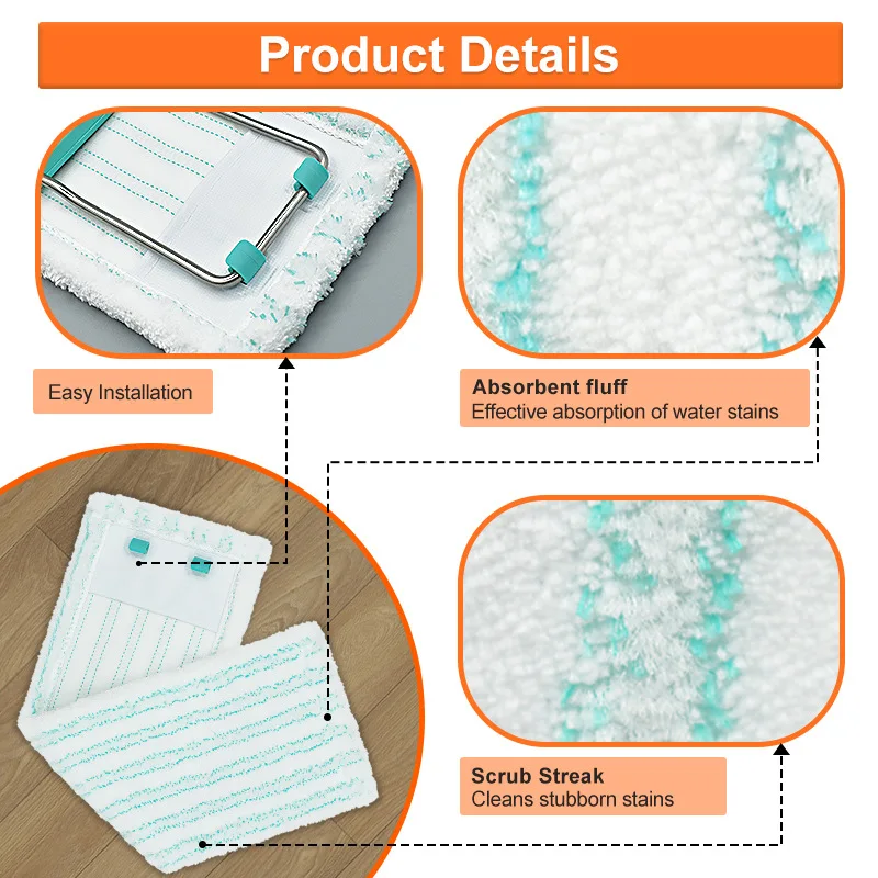 2pcs Mop Cover for Leifheit Profi XL Household Cleaning Washable Microfiber Mop Cloth Replacement Pad Floor Cleaning Supplies